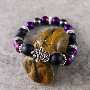 Onyx and Hematite Hamsa Bracelet